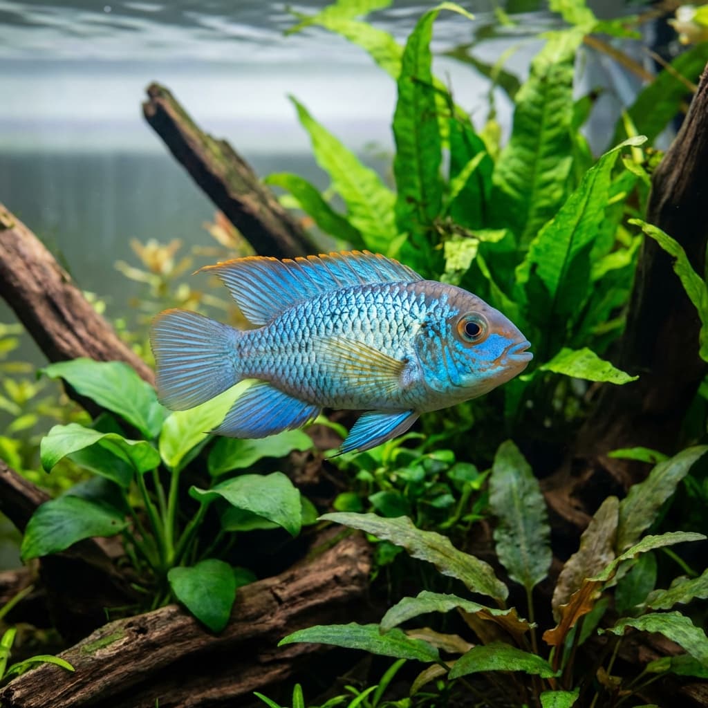 Electric Blue Acara (Andinoacara pulcher)