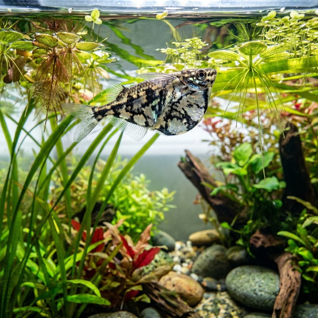Marble Hatchetfish (Carnegiella strigata)